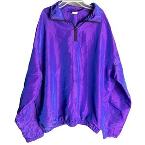Vintage 90s 80s Festival Iridescent Shiney Pull Over Windbreaker Jacket One Size